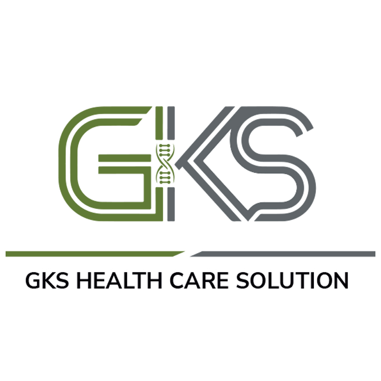 GKS Health Care Solution logo representing advanced healthcare, medical services, and diagnostic support with DNA symbol, promoted by Nivi Digital World