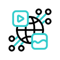 Digital network and media integration icon representing online marketing services by Nivi Digital World, Best Digital Marketing Agency in Chennai
