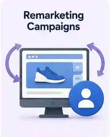 Remarketing Campaign illustration showing retargeting concept for PPC Campaign Service and customer re-engagement.